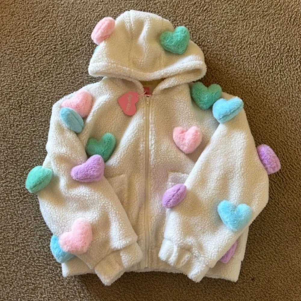 Sugar Thrillz Dolls Kill ‘SNUGGLE WONDERLAND’ Sherpa Hoodie Jacket White M/L NWT - Picture 5 of 10